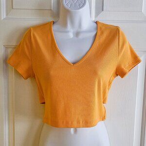 Used Very Good Juniors Wild Fable Orange Crop Top Back Tie Accent Medium